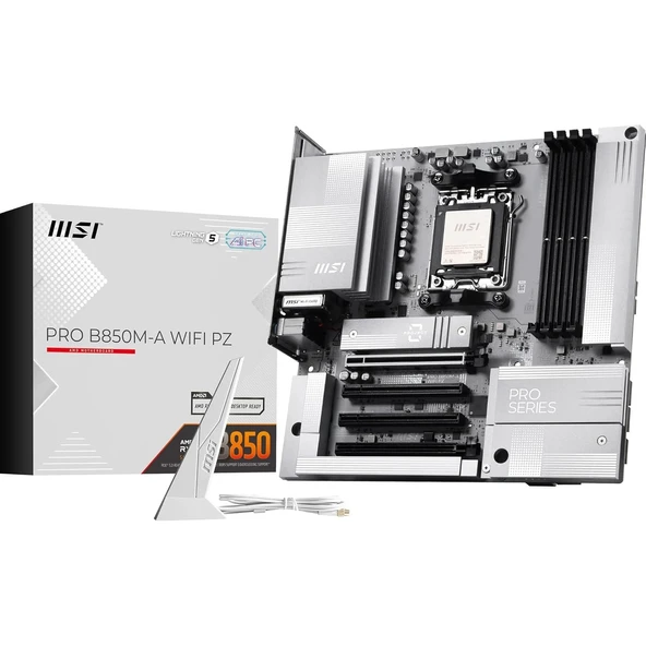 MSI MB PRO B850M-A WIFI PZ AM5 DDR5 8200MHZ(OC) 4X PCI-E X16 HDMI DP 2X M.2 USB 10GBS 5G LAN WI-FI 7 MATX ürün görseli 1