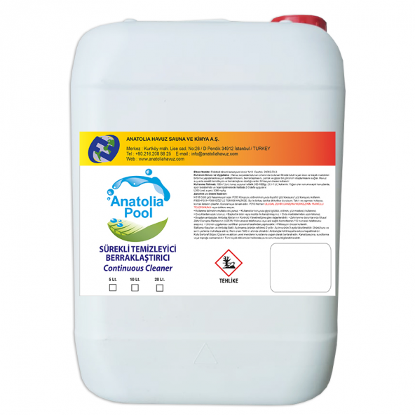 Anatolia Pool Havuz Suyu Sürekli Temizleyici 10 Lt (Continuous Cleaner) ürün görseli 1