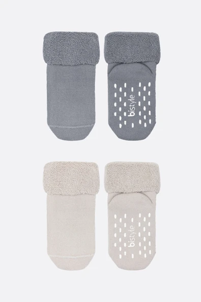 Bistyle 2li Havlu Soket Kaymaz Basic Boy 10508 Gri - Resim 2