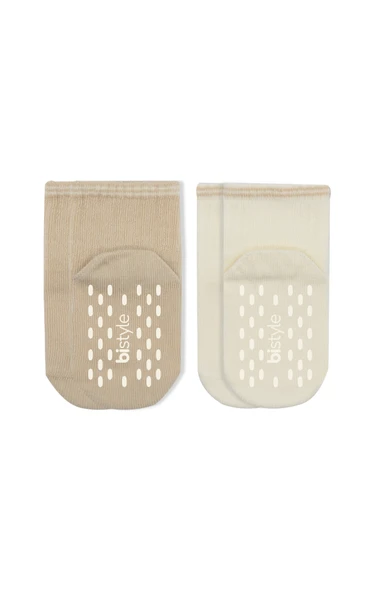 Bistyle Çemberli Basic Penye Kaymaz Soket Çorap 2li 10146 Bej ürün görseli 1