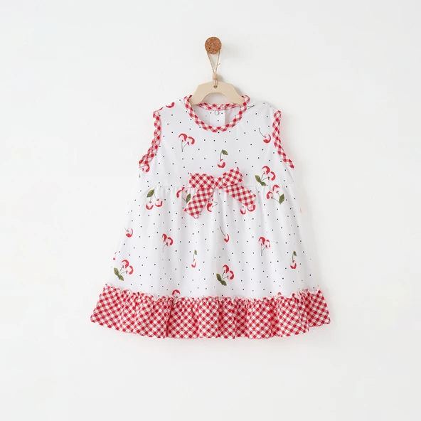 Andywawa AC26688 Cherry Chatty Elbise Ekru ürün görseli 1