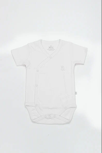 Bistyle Organik Natural Basic Style Kruvaze Yarım Kol Body BS17101 Beyaz ürün görseli 1