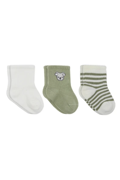 Bistyle Koala Boy 3'lü Penye Soket Çorap 10133 Ekru ürün görseli 1