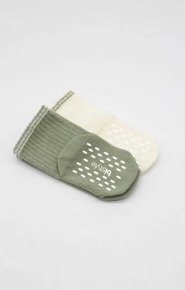 Bistyle Çemberli Basic Penye Kaymaz Soket Çorap 2li 10146 Nil - Resim 3