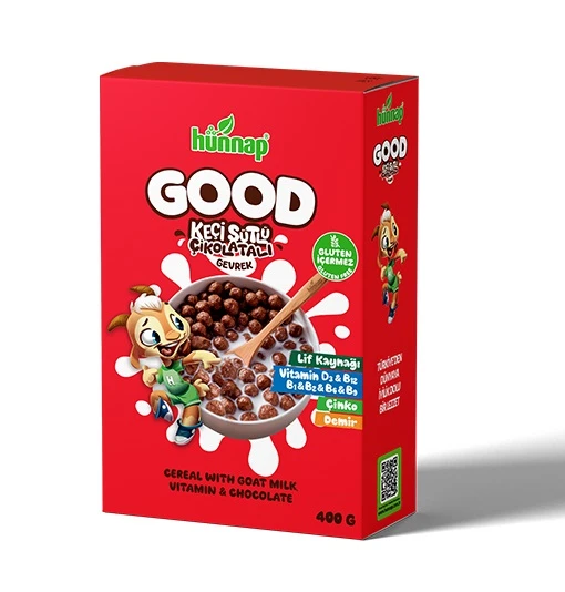 Hünnap Keçi Sütlü Çikolata ve Vitamin Tahıllı Glutensiz Gevrek 400 Gr ürün görseli 1