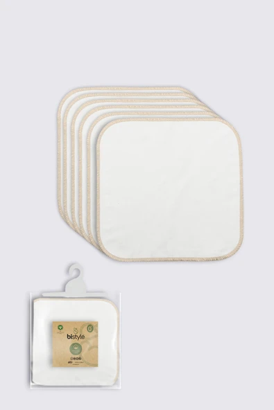 Bistyle Organik 28x28 6'Lı Penye Mendil 90103 Ekru ürün görseli 1