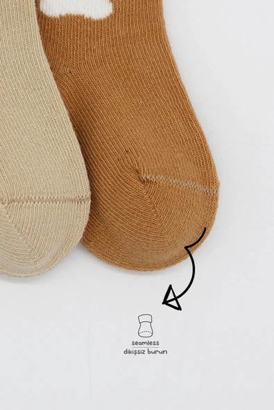 Bistyle 2li Bear Penye Soket Çorap 10116 Bej - Resim 3
