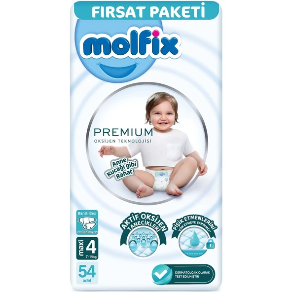 Molfix Premium Bebek Bezi Fırsat Paketi 4 Beden 7-14 Kg 54 Adet ürün görseli 1