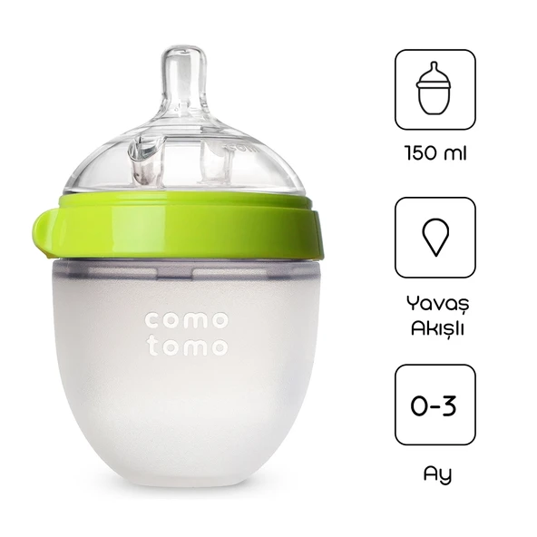 Comotomo Antikolik Silikon Biberon 150 ml 0-3 Ay Yeşil ürün görseli 1