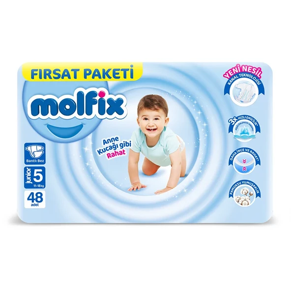 Molfix Bebek Bezi Fırsat Paketi 5 Beden 11-18 Kg 48 Adet ürün görseli 1