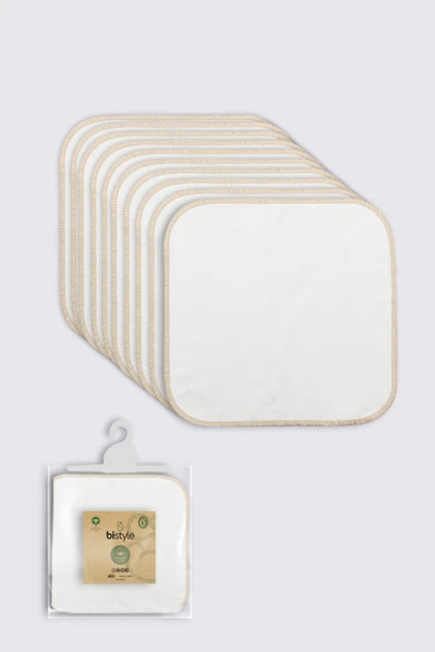 Bistyle Organik 28x28 10'Lu Penye Mendil 90101 Ekru ürün görseli 1
