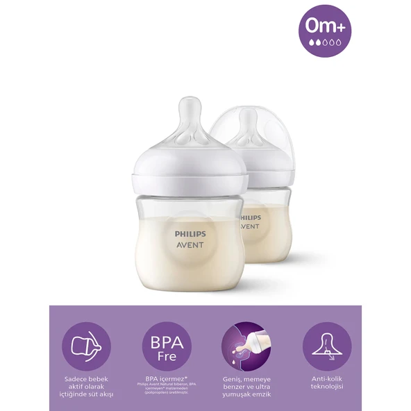 Philips Avent Doğal Tepkili Natural Response PP 2'Li Biberon Seti 125 ml 0+ Ay ürün görseli 1