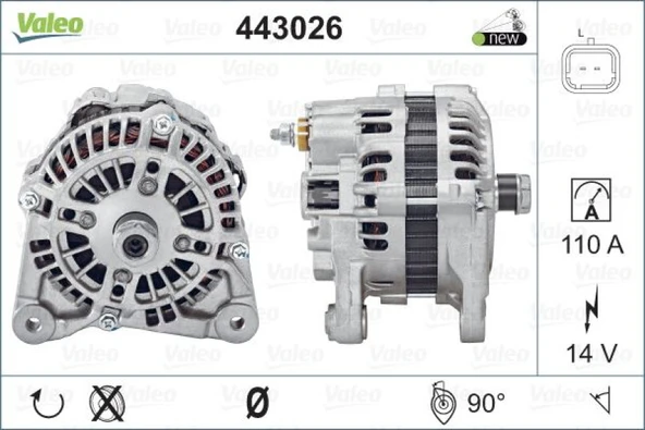 Renault Alternator 12v 110a  Clio II 1,5dci (01 ) / Kangoo 1,5 DCI (03 ) / Nissan Micra 1,5dci Almera Kasnak - Valeo 443026 ürün görseli 1