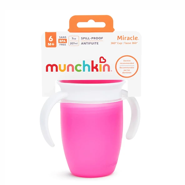 Munchkin Mucize 360° Alıştırma Bardağı 6 Ay+ 207 ml Pembe - Resim 4