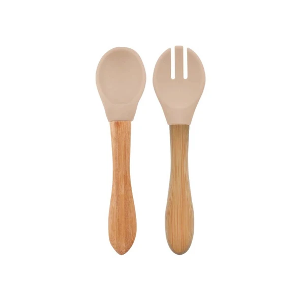 OiOi Mama Kaşığı ve Çatal Seti Bubble Beige ürün görseli 1