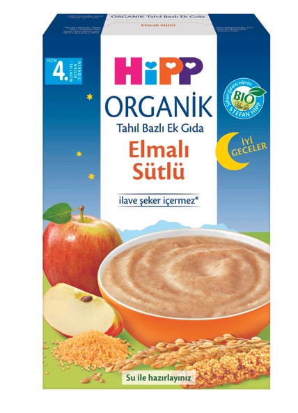 Hipp Organik İyi Geceler Elmalı Sütlü Tahıl Bazlı Ek Gıda 250 Gr ürün görseli 1