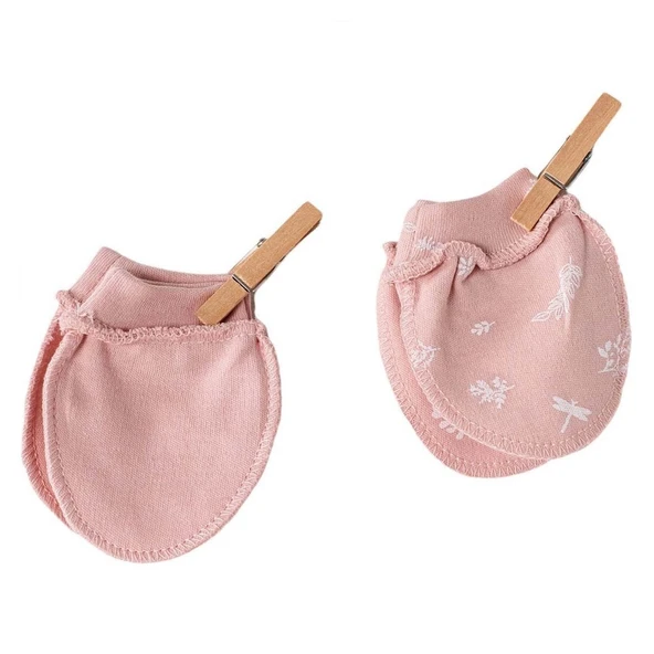 Andywawa AC23070 Floral 100% Organic Cotton Prematüre Eldiven Pink ürün görseli 1