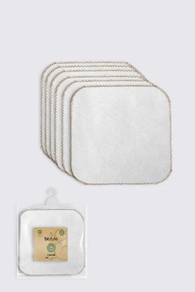 Bistyle Organik 28x28 6'Lı Havlu Mendil 90105 Ekru ürün görseli 1