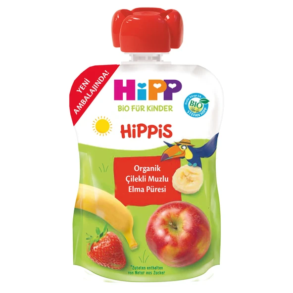 Hipp Organik Çilekli Muzlu Elmalı Meyve Püresi 100 Gr ürün görseli 1