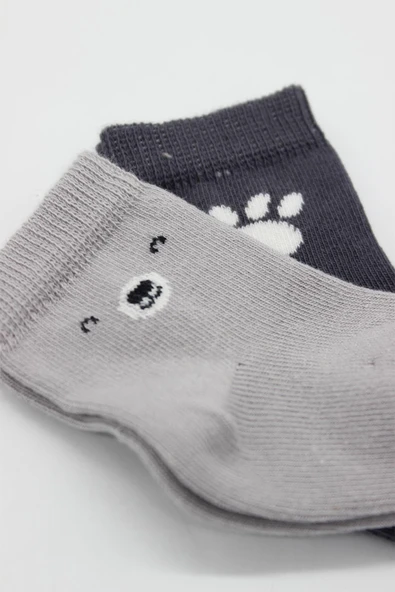 Bistyle 2li Bear Penye Soket Çorap 10116 Gri - Resim 4