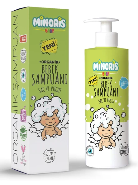 Minoris Baby Organik Bebek Saç ve Vücut Şampuanı 400 ml ürün görseli 1