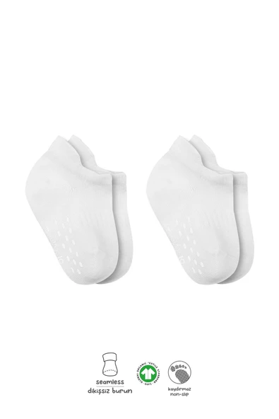 Bistyle 2'Li Sneakers Kaymaz Basic Penye Çorap 20103 Beyaz Beyaz ürün görseli 1