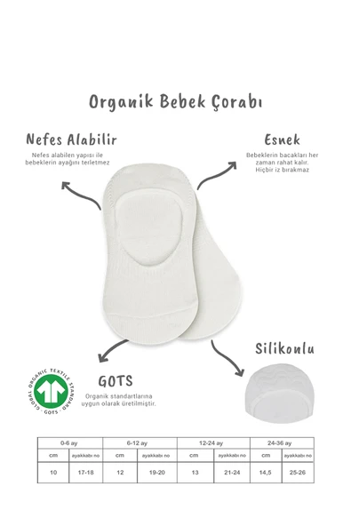Bistyle 2'Li Penye Babet Silikonlu Basic Çorap 30104 Ekru Ekru - Resim 2