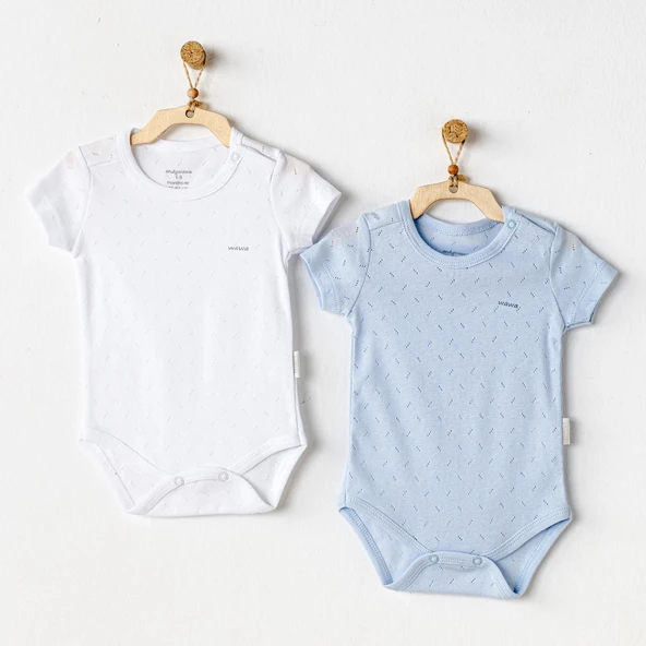 Andywawa AC25554 Sleeve Jacquard 2'Li Basic Body Blue White ürün görseli 1
