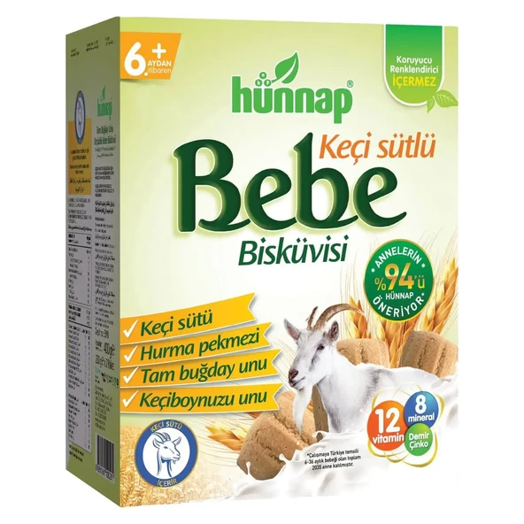 Hünnap Keçisütlü Vitaminli Bebe Bisküvisi 400 Gr ürün görseli 1