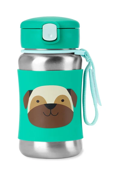 Skip Hop Zoo Pipetli Paslanmaz Çelik Suluk 350 ml Pug ürün görseli 1