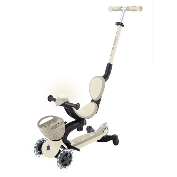 Globber Go Up Baby 360 Scooter (Işıklı) Koyu Bej ürün görseli 1