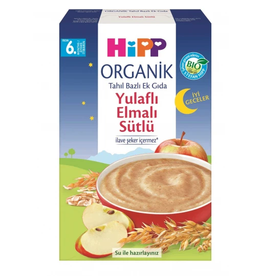 Hipp Organik İyi Geceler Sütlü Yulaflı Elmalı Tahıl Bazlı Ek Gıda 250 Gr ürün görseli 1