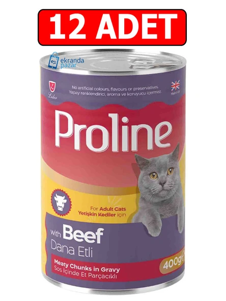 proline beef dana etli kedi konservesi 400gr 12adet yaş mama ürün görseli 1