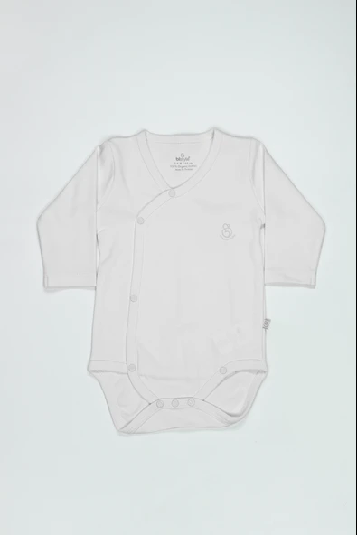 Bistyle Organik Natural Basic Style Kruvaze Uzun Kol Body BS17102 Beyaz ürün görseli 1