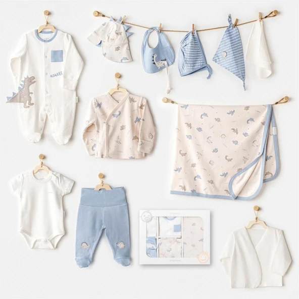 Andywawa AC25911 Newborn Set Dino 10'Lu Hastane Çıkışı Beige ürün görseli 1