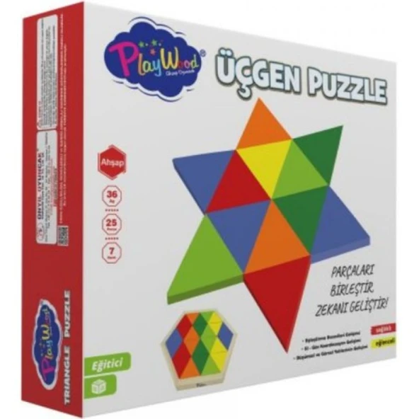 PlayWood Ahşap Üçgen Puzzle 24 Parça 395 ürün görseli 1