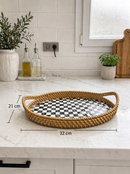 Damalı Oval Sedef Tepsi - Resim 4