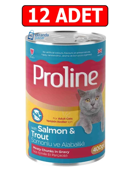 proline somonlu alabalıklı kedi konservesi 400gr 12adet yaş mama ürün görseli 1