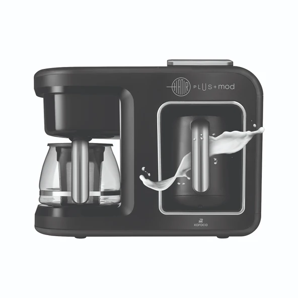 Karaca Hatır Plus 5 in 1 Konuşan Közde ve Sütlü Türk Kahvesi ve Filtre Kahve Makinesi - Black Chrome ürün görseli 1