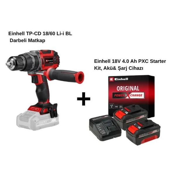 Einhell TP-CD 18/60 Li-i BL Çift Akülü 4 Ah Darbeli Matkap ürün görseli 1