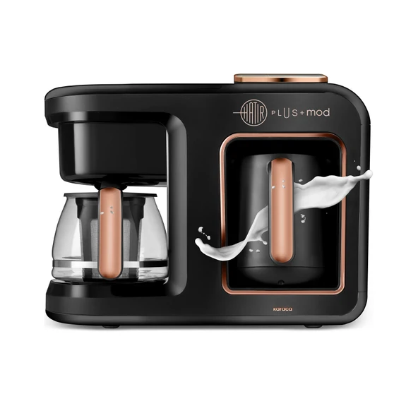 Karaca Hatır Plus 5 in 1 Konuşan Közde ve Sütlü Türk Kahvesi ve Filtre Kahve Makinesi - Black Copper ürün görseli 1