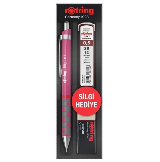 Rotring Tikky Versatil Kalem Min Silgi 3 lü Set 0,5 Mm Ahududu - Orjinal ürün görseli 1