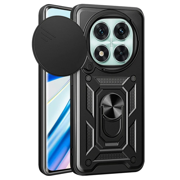 Xiaomi Redmi Note 14 Pro 5g Kılıf Pars Lens Yüzüklü Silikon - Siyah ürün görseli 1