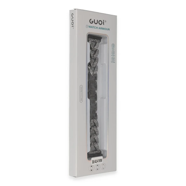 Apple Watch 38mm Node Taşlı Kordon (saat Değildir) - Siyah - Resim 2