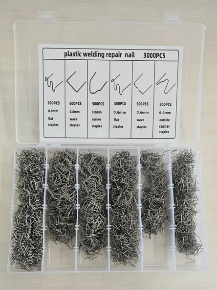 PLASTİK ZIMBA TAMİR TELİ 3000 ADET 6 ÇEŞİT 500 PARÇA ürün görseli 1