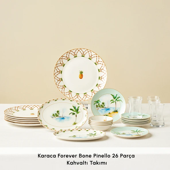 Karaca Forever Bone Pinello 26 Parça 6 Kişilik Kahvaltı Takımı - Resim 3