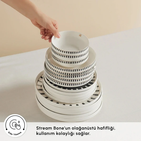 Karaca Stream Bone Kore Plus 24 Parça 6 Kişilik Yemek Takımı - Resim 6