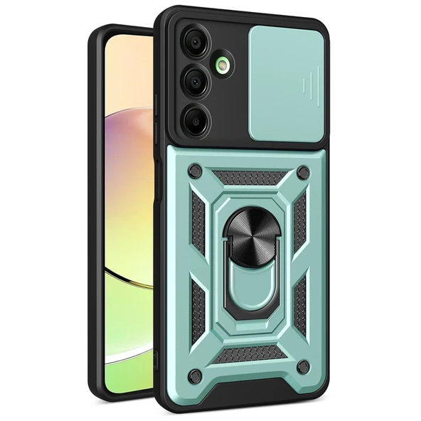 Samsung Galaxy A56 Kılıf Pars Lens Yüzüklü Silikon - Yeşil ürün görseli 1