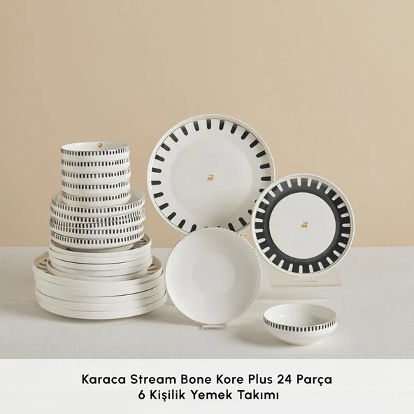 Karaca Stream Bone Kore Plus 24 Parça 6 Kişilik Yemek Takımı - Resim 3