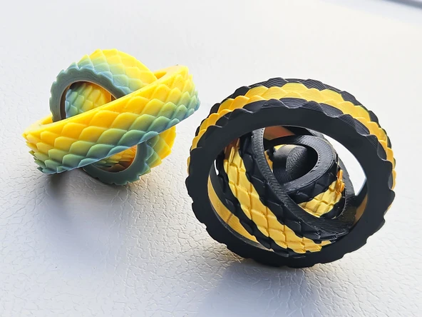 Ejderha Pulu Dokulu Hareketli Stres Halkası - Jiroskopik Fidget Toy Masa Oyuncağı ürün görseli 1